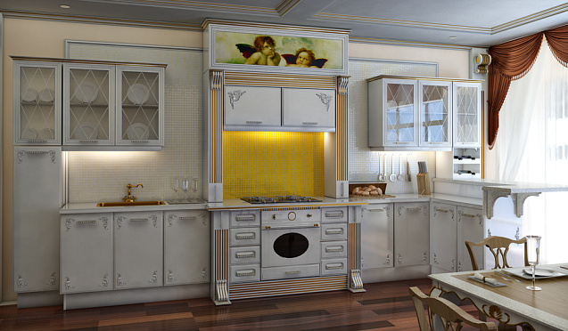 Белые кухни Кухня Айвори Glance
